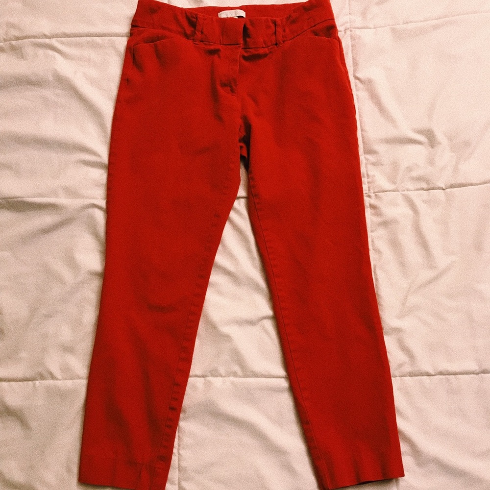 Red dress pants.